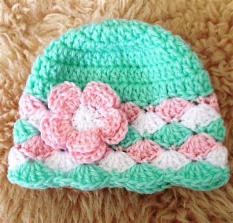 Shell stitch newborn crochet beanie. Please check out my Facebook page ...