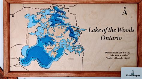 Lake of the Woods 18" x 36" Bathymetric Map - Erlenmeyer Designs - | Science + DESIGN