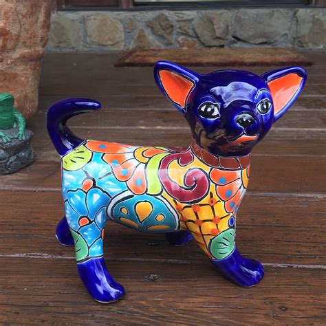 Chihuahua Mexican Talavera Pottery - Animals - Ceramic Dog | MexDecor | Свинки, Весна