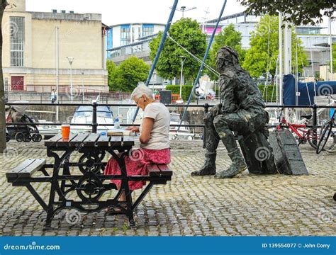 Person Seated and John Cabot Statue at Bristol Docks Near Arnolfini, Bristol, Editorial ...