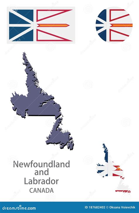 Flag and Silhouette of the Newfoundland and Labrador Vector Stock ...