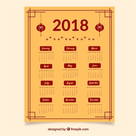 Free Vector | Chinese new year calendar