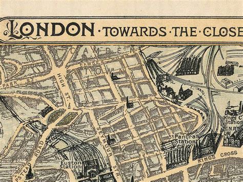 Old Map of London Birdseye View London 1892 Vintage Map of London ...