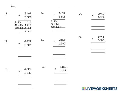 Partial sums for addition worksheet | Live Worksheets - Worksheets Library