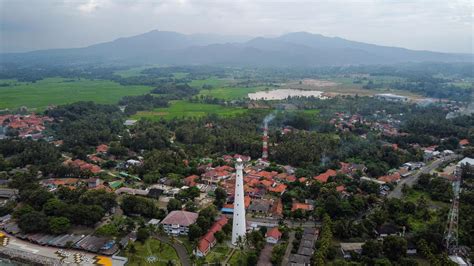 Banten, Indonesia 2021-- Aerial view of Lighthouse sea rock sunset ...