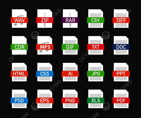 File Format Vector Art PNG, File Formats Flat Icons Set, Graphic ...