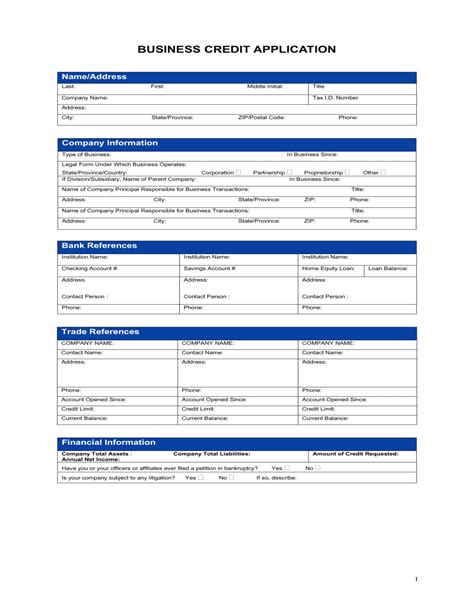 Commercial Credit Application Form Template Free - FREE PRINTABLE TEMPLATES