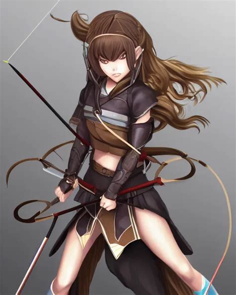 anime girl with a bow and arrow, female archer, angry, | Stable Diffusion