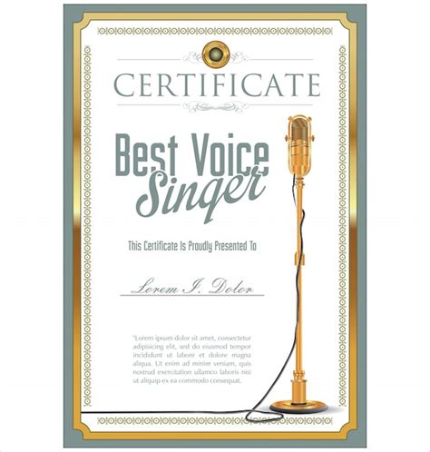 Premium Vector | Best singer certificate