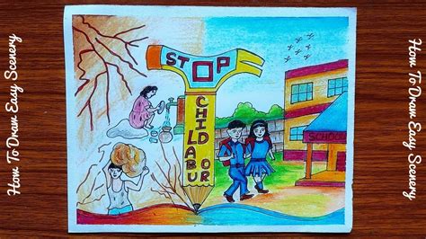 Stop Child Labour Start Education Poster Drawing With Oil Pastel | Child Labour Drawing - YouTube