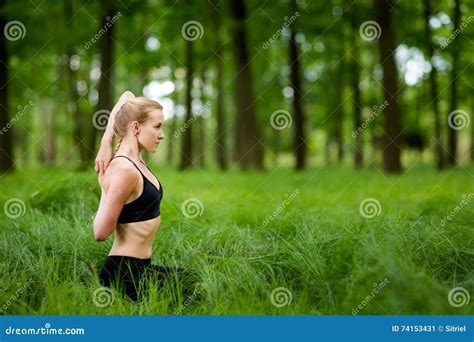 Nature Yoga Session in Woods Stock Image - Image of person, flexible: 74153431