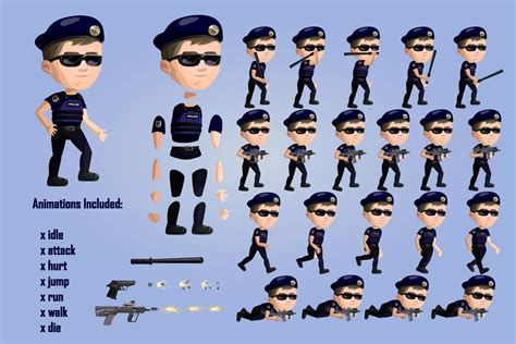 2D Game Police Character Free Sprite Sheets - CraftPix.net