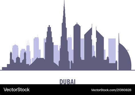 Dubai skyline silhouette - landmarks cityscape Vector Image