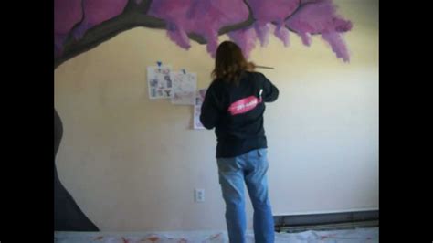 Japanese Cherry Blossom Tree Mural Time Lapse ~ Heavenly Habitats - YouTube