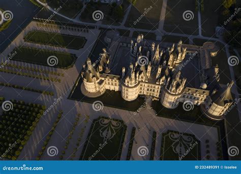 Aerial View of the Castle of Chambord with Its New French Gardens ...