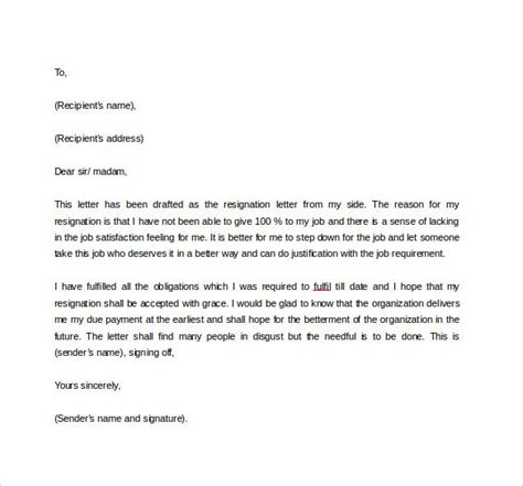 Formal Resignation Letter | Resignation letter format, Resignation ...