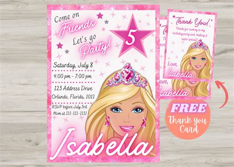 Barbie Party Invitation Barbie Birthday Invitations Barbie Etsy | The ...