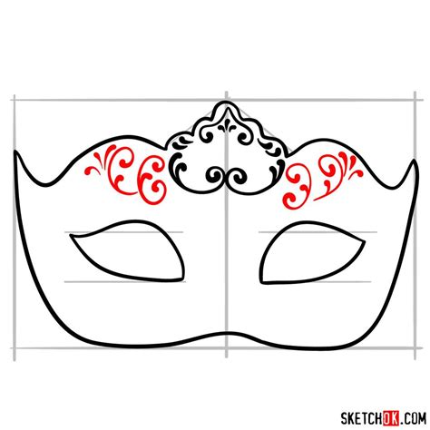 How to draw a Venetian carnival mask - Sketchok easy drawing guides