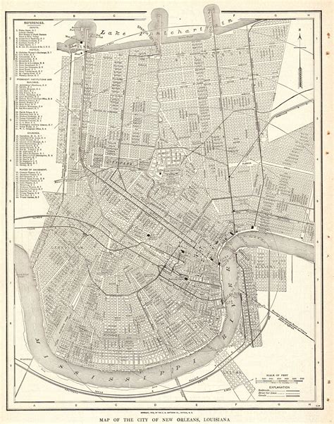 1925 Antique NEW ORLEANS City Map Street Map of New Orleans | Etsy ...