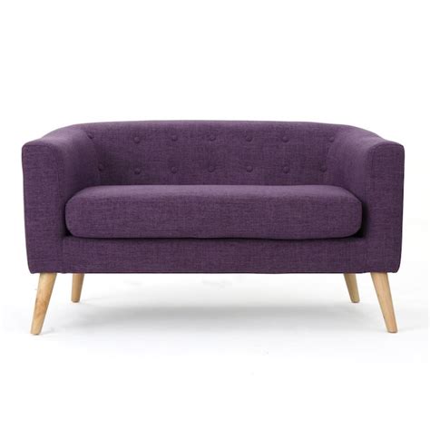 Best Selling Home Decor Bridie Muted Purple Fabric Mid Century Modern Loveseat in the Couches ...