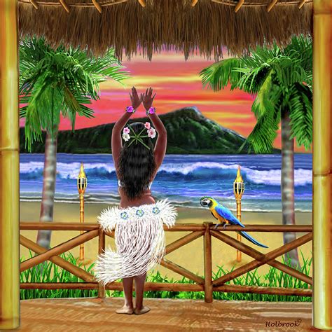 Hawaiian Sunset Hula Dancer Digital Art by Glenn Holbrook