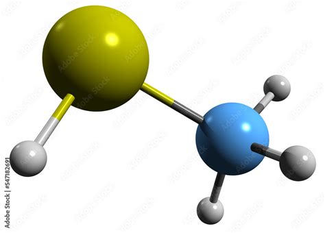 3D image of Methanethiol skeletal formula - molecular chemical structure of organosulfur ...