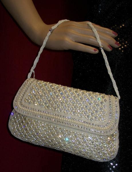 Designer Bejeweled Purse Clutch in White & Gold #37032 | DesiClik.com, USA