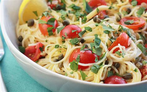 Lemon caper pasta with grape tomatoes vegan, gluten-free - o | Pasta with grape tomatoes, Vegan ...