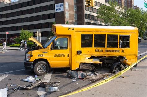 Seven people injured after school bus crash involving four vehicles in the Bronx, New York ...