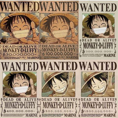 Todas las recompensas de luffy hasta ahora. Cada vez es más pequeña la sonrisa. | •One Piece• Amino