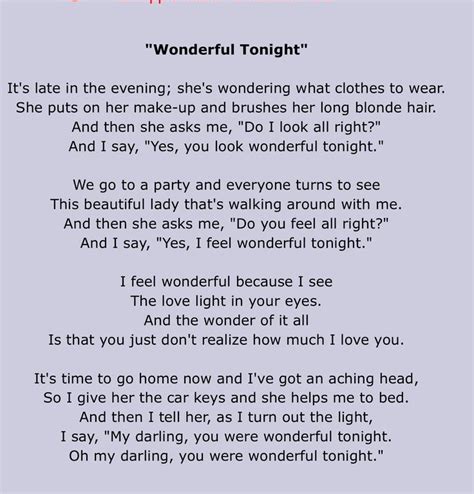 Wonderful tonight lyrics meaning - alwayslio