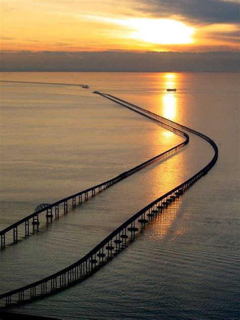 The Chesapeake Bay Bridge-Tunnel measures 17.6 miles (28.4 km) & is the ...