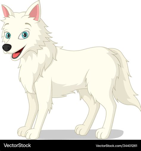 Cartoon arctic wolf on white background Royalty Free Vector