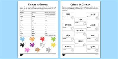 German Colours Worksheet - Resources - German (teacher made)