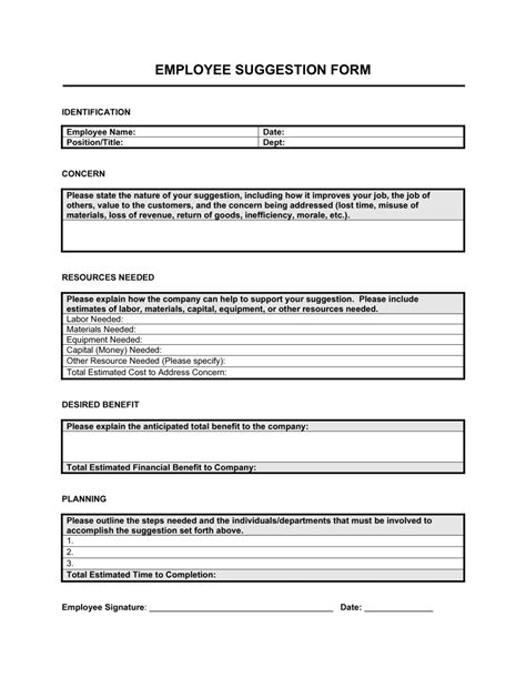 Employee Suggestion Box Template Web Employee Suggestion Form Template Download This Employee ...