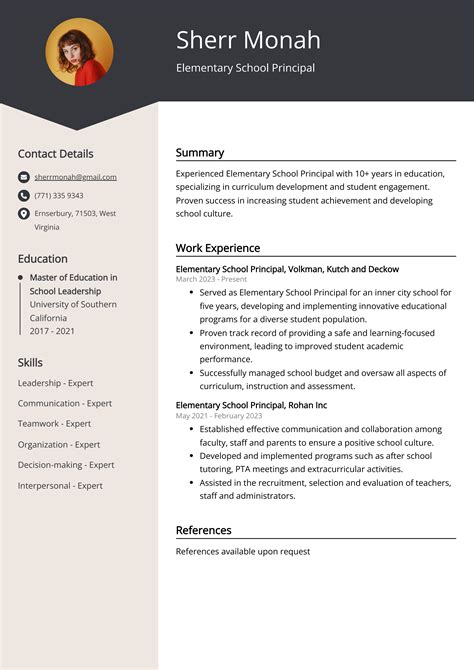 Elementary School Principal Resume Example (Free Guide)