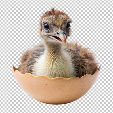 Premium PSD | Ostrich chick hatching on transparent background