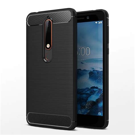 For Nokia 6 2018 case Shockproof Carbon Fiber Soft tpu Anti Knock cover ...