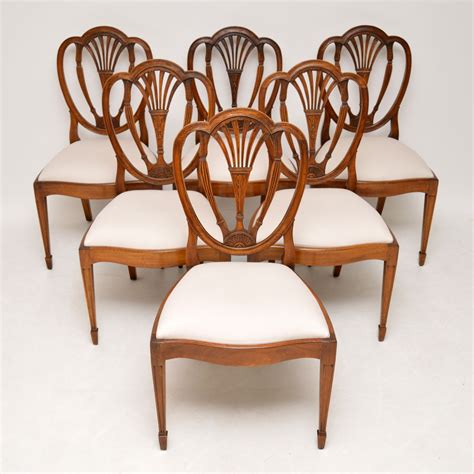 Set of 6 Antique Mahogany Sheraton Style Dining Chairs | Marylebone ...