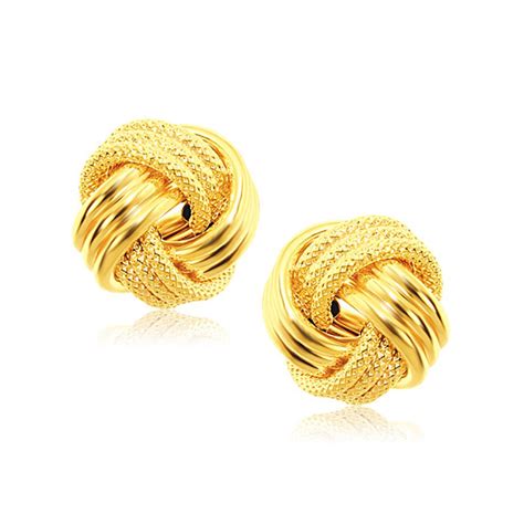 Interweaved Love Knot Stud Earrings in 14k Yellow Gold(12.7mm) - Richard Cannon Jewelry