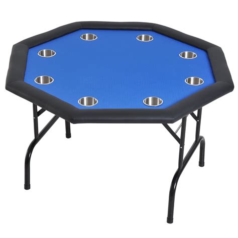 Soozier 3.9ft 8 Player Octagon Poker Table with Cup Holders Folding Blue Top - Walmart.com ...
