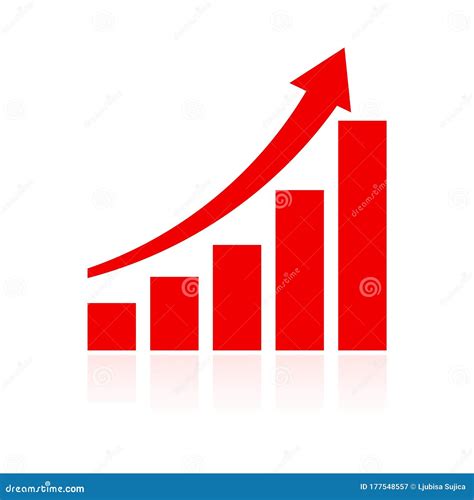 Growth Chart Vector Icon, Graph Icon, Red Graph Sign Stock Illustration ...