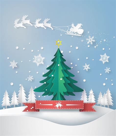 merry christmas greeting card with origami made christmas tree 585709 Vector Art at Vecteezy