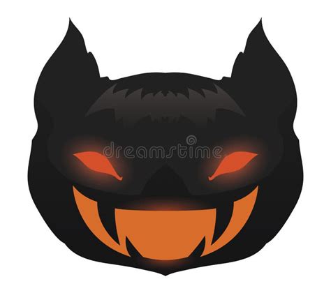 Ferocious Vampire Bat Head with Glowing Eyes and Spooky Smile, Vector ...