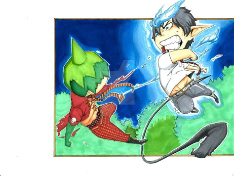 BlueExorcist Rin VS Amaimon by MaineArtLine12 on DeviantArt