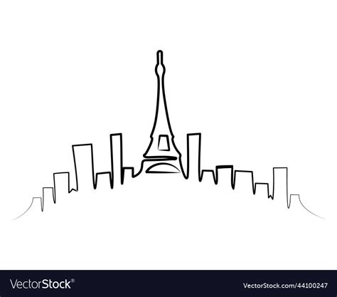 Paris city skyline line drawing Royalty Free Vector Image