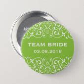 Green Victorian Floral Border Team Bride Button | Zazzle