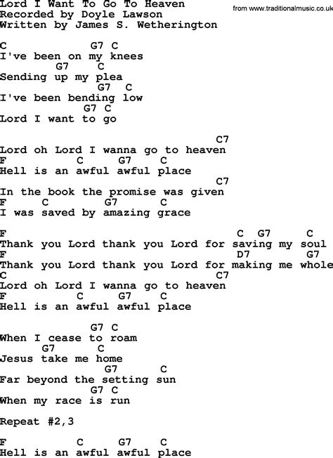 Lord I Want To Go To Heaven - Bluegrass lyrics with chords