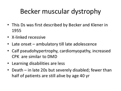 Becker muscular dystrophy : Causes, Symptoms & Treatment