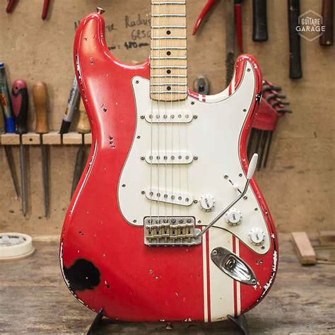 Stratocaster Hot Rod Red Over Black Relic Racing | Reverb